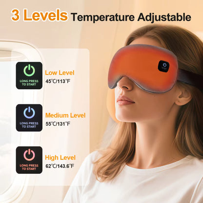 Cordless Heated & Vibrating Eye Massager Mask with NTC Smart Thermal Control