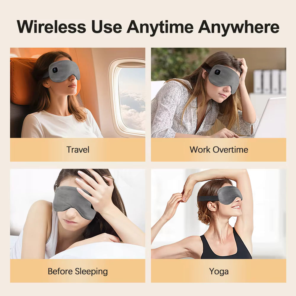 Cordless Heated & Vibrating Eye Massager Mask with NTC Smart Thermal Control