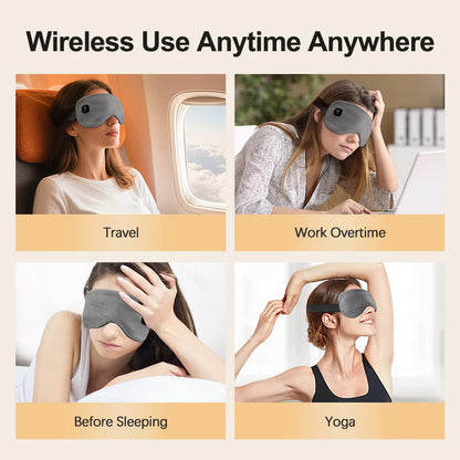 Cordless Heated & Vibrating Eye Massager Mask with NTC Smart Thermal Control